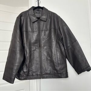 Claiborne Black Leather Jacket Lambskin XL